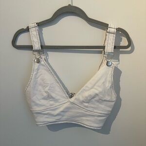 Small Carmar size uk 10 White Denim Crop Top